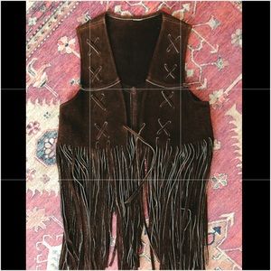 Vintage suede fringe vest